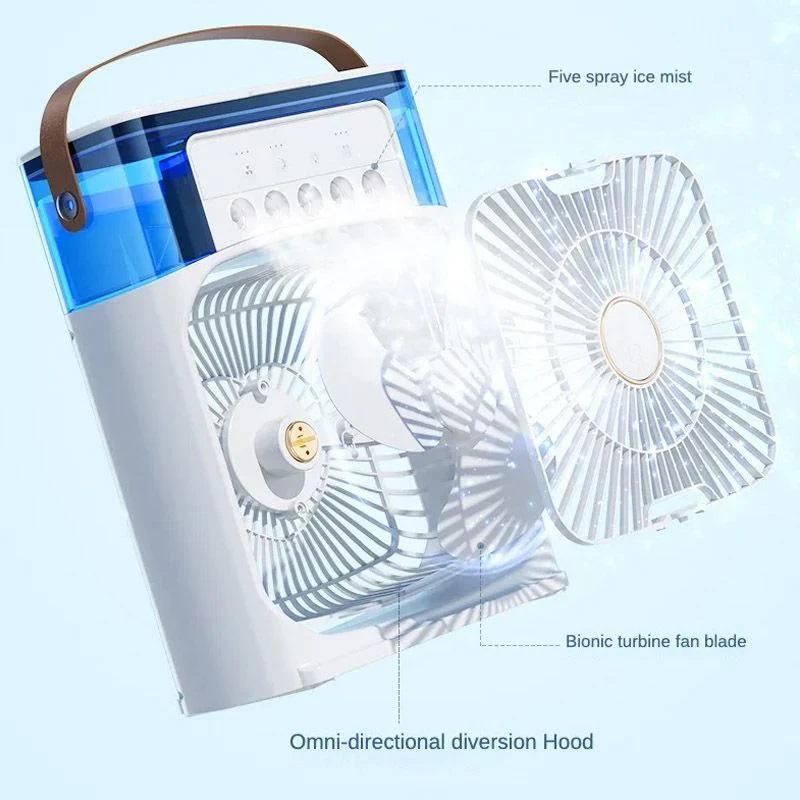 New 3 In 1 Fan AIr Conditioner Household Mini Air Cooler LED Night Light Portable Humidifier Air Adjustment Fan Office Home Fan