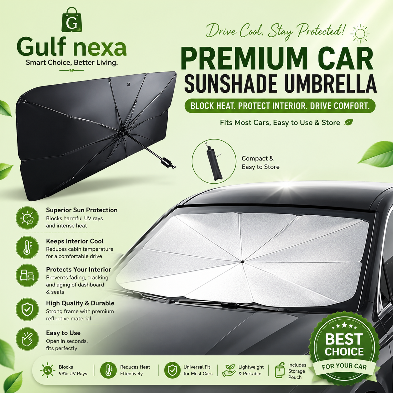 Premium Car Windshield Sun Shade Umbrella