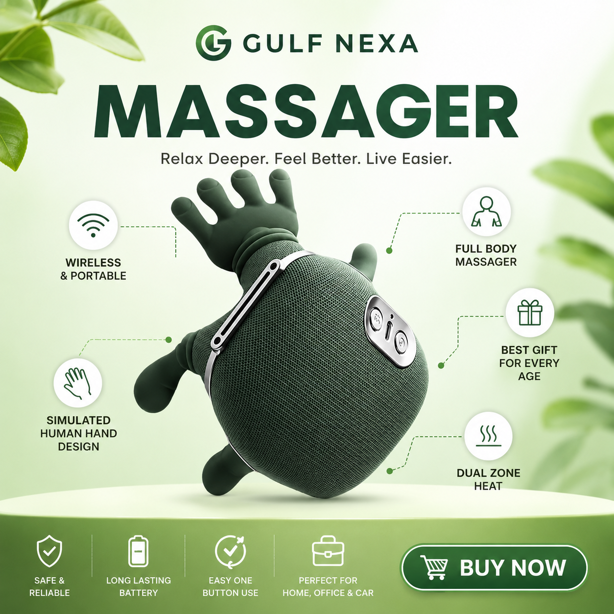 Neck Massager with Heat – Deep Tissue Pain Relief Electric Kneader