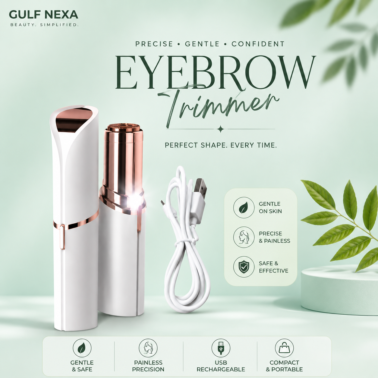 Portable Precision Electric Eyebrow Trimmer with Built-in LED Light