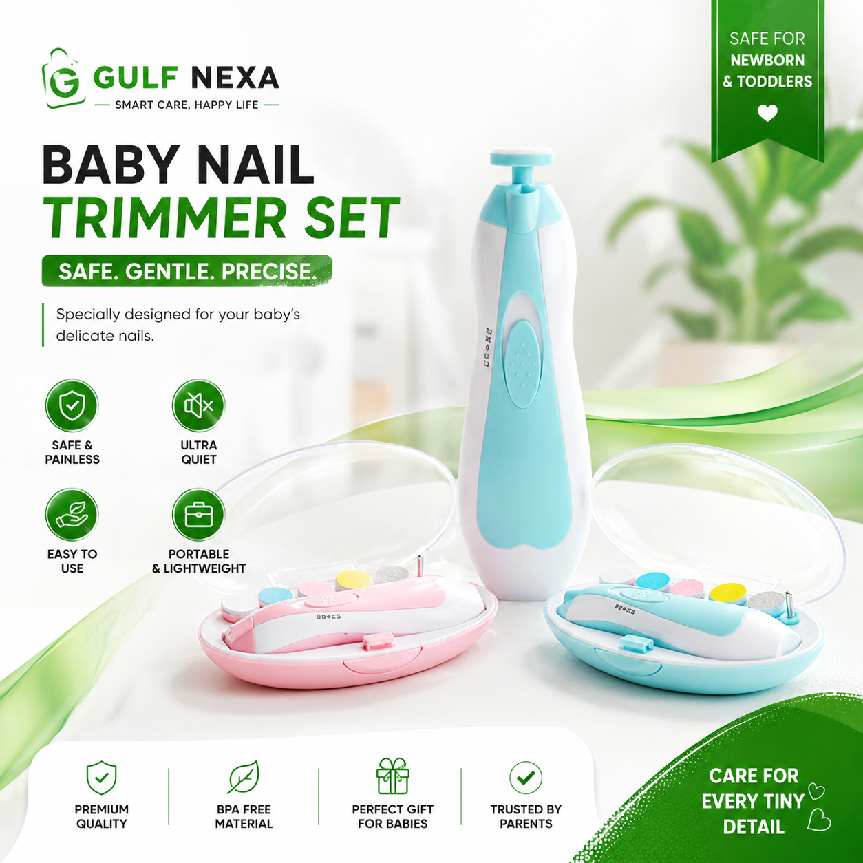 Electric Baby Nail Trimmer Kit – Safe Infant Nail File & Clippers