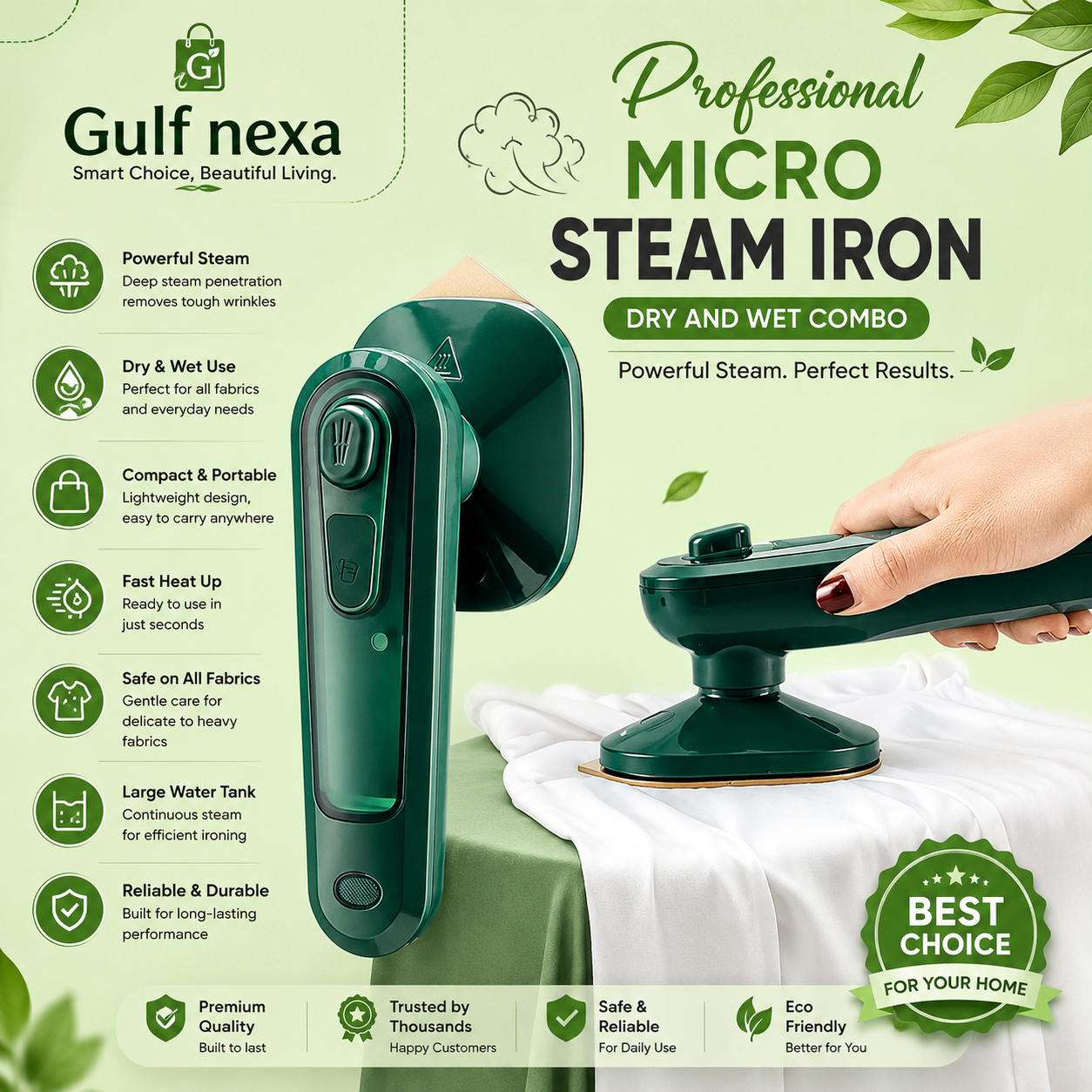 Portable Professional Travel Garment Steamer Iron – Fast Heat, Powerful Wrinkle Remover for Home & Travel