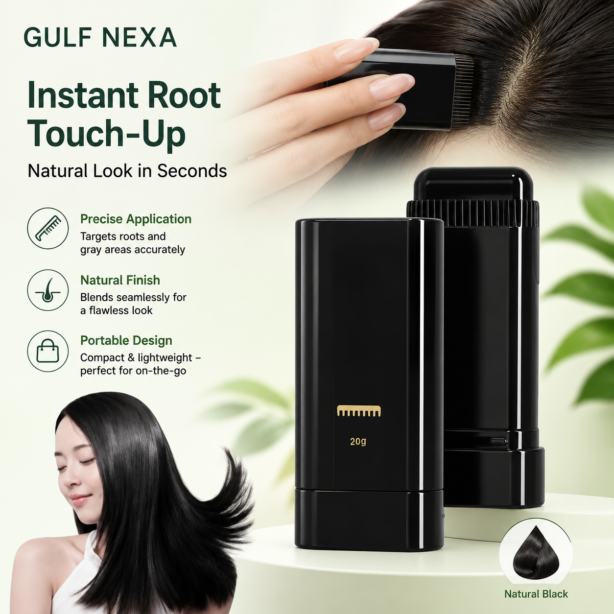 Easy Comb Hair Dye – Waterproof Natural Black