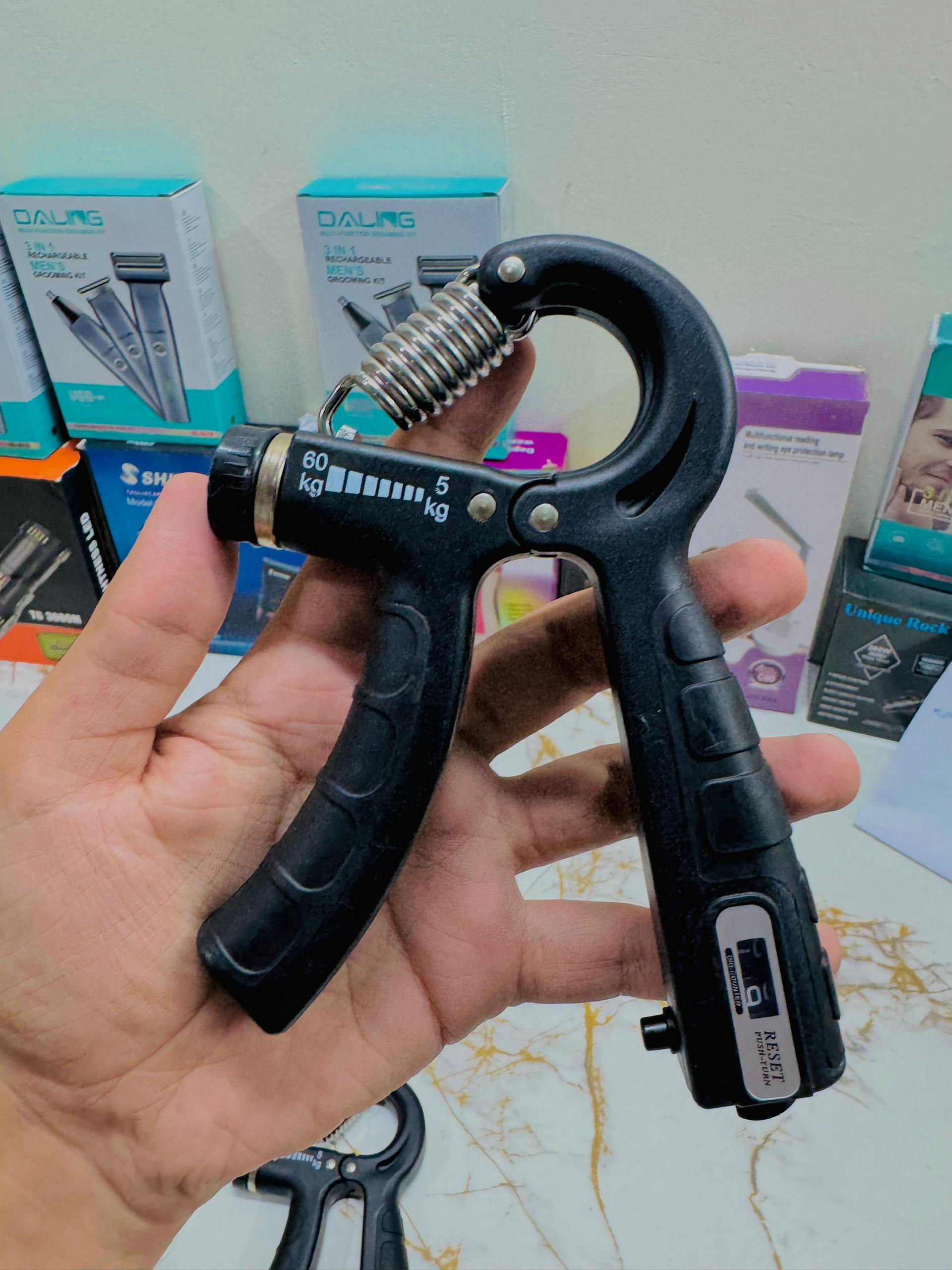 Adjustable hand gripper strengthens grip, wrists, and forearm muscles.💪